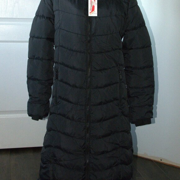 Red Marine Women's sz Medium Black Long  Puffer Jacket - Picture 2 of 10